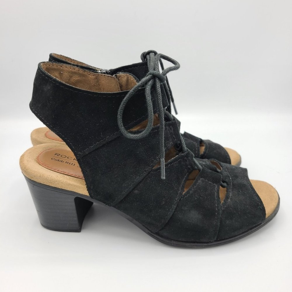 Rockport Cobb Hill Heels Black Suede Leather 7 Wide